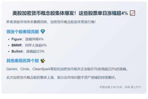 美股加密货币概念股夜盘普涨，Figure、BMNR涨超4%