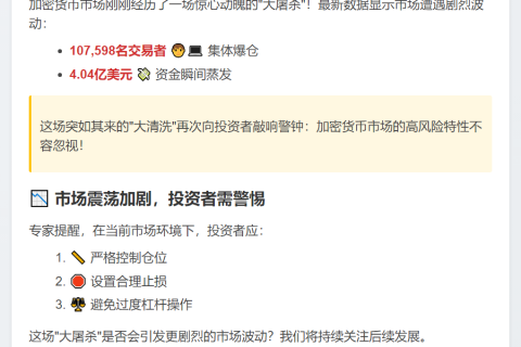 24小时加密货币清算达4.04亿美元