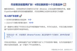 币安9月上线11个新期货