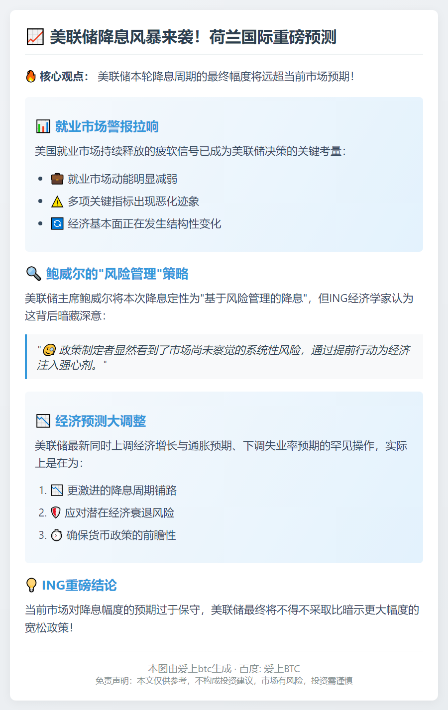 荷兰国际：美联储降息幅度或超预期