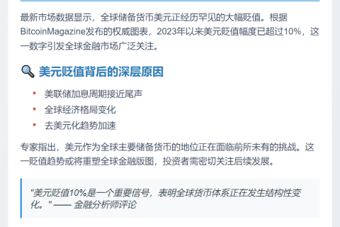 美元年内贬值逾10%