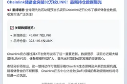 Chainlink储备持仓达32.3万枚