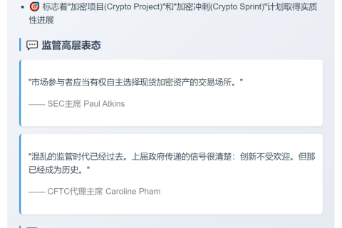 美监管机构：允许注册交易所提供现货加密货币交易