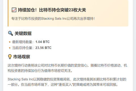Stacking Sats持有23.56枚BTC