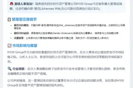 瑞典H100任命约翰内斯・维克为新CEO