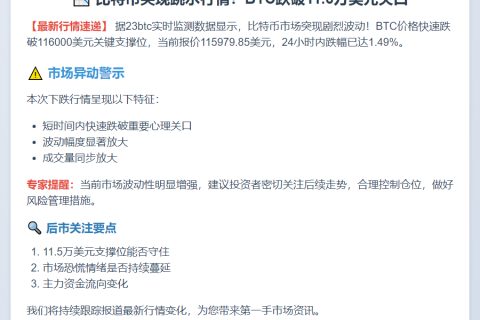比特币跌破11.6万美元