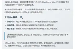 美联储理事米兰：明年利率预测与多数人相近