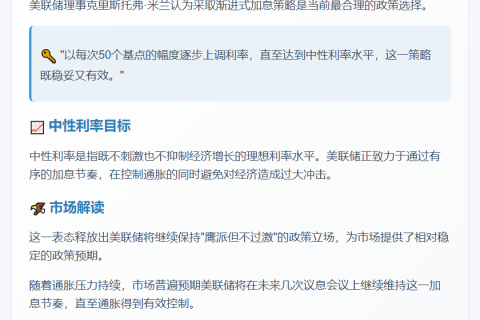 美联储理事：50基点加息步伐合理