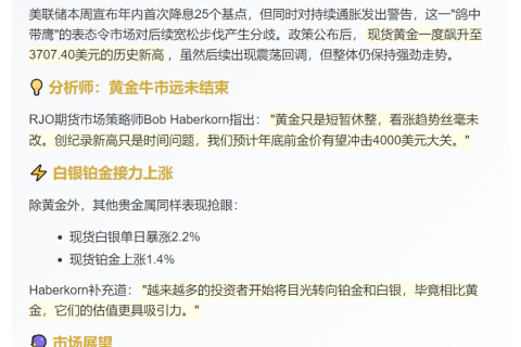 美联储政策关注推高金价