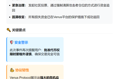 Venus Protocol恢复运营，资金全数追回