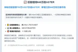 巨鲸增持648万枚ASTER