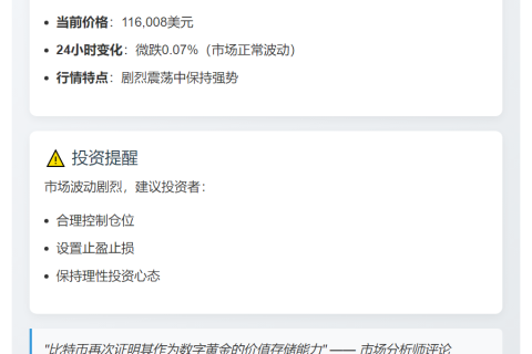 比特币突破11.6万美元