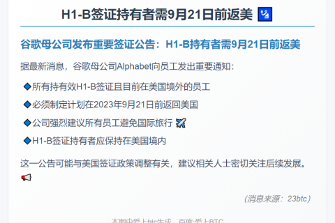 H1-B签证持有者需9月21日前返美