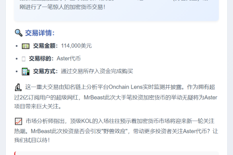 MrBeast豪掷11.4万购Aster代币