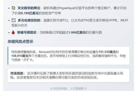 Abraxas Capital加密空单浮亏超1亿美元