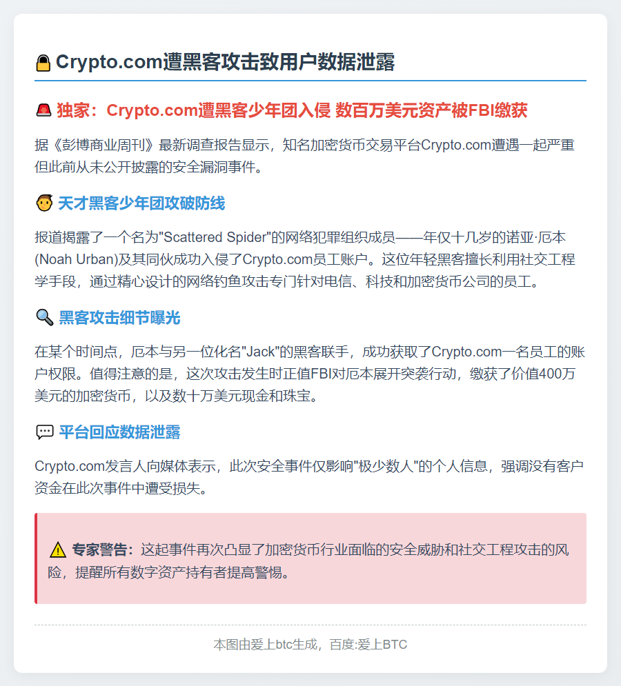 Crypto.com遭黑客攻击致用户数据泄露