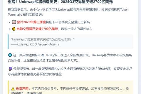 Uniswap 2025 Q3交易量将创新高