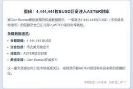 444万BUSD存入ASTER财库