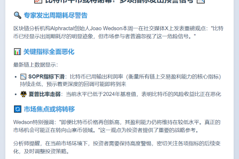 比特币牛市或近尾声