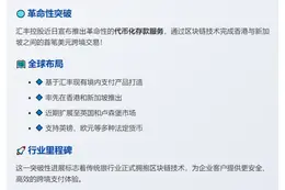 汇丰推出跨境代币存款