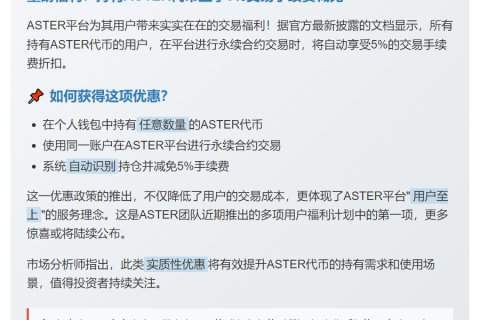 持ASTER享5%合约手续费折扣