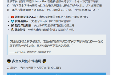 黄金新高揭示股市恐慌