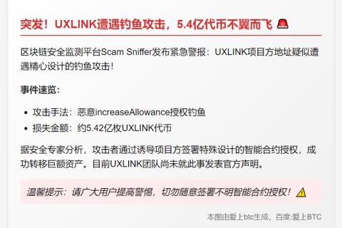 UXLINK攻击损失5.4亿代币
