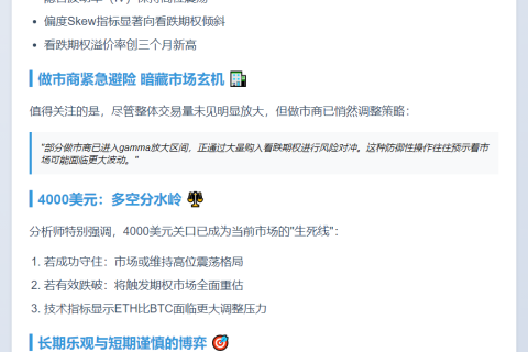 以太坊4000美元失守或引发期权熊市