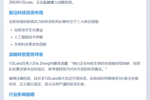 YZiLabs或开放外部投资