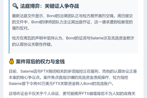 FTX高管配偶案庭审聚焦Salame认罪