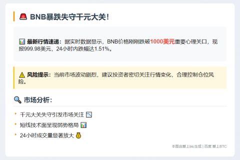 BNB跌破千元