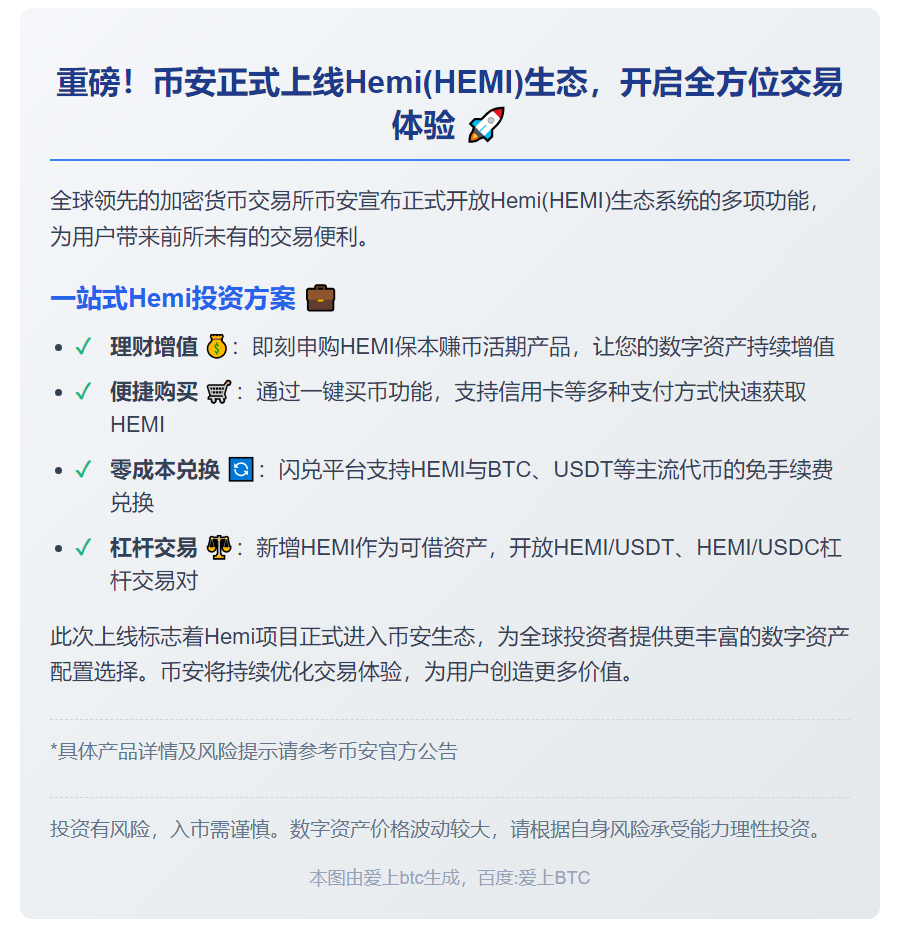币安上线HEMI并开放功能