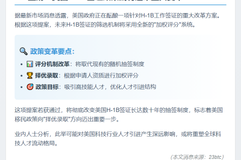 美拟对H-1B签证实施加权筛选