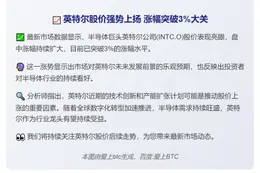 英特尔股价涨3%