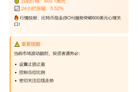 BCH突破600美元