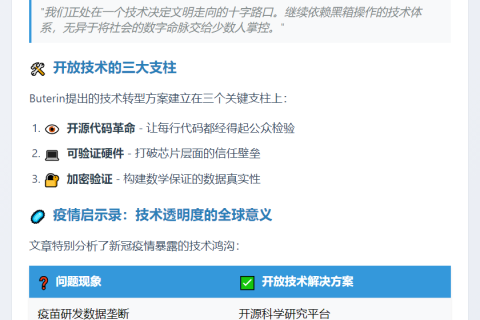Vitalik：技术开放与可验证性至关重要