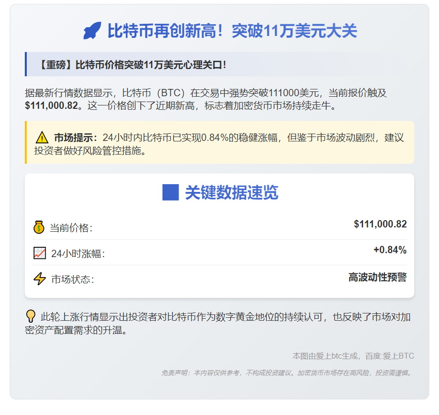 "BTC飙破11万美元"
