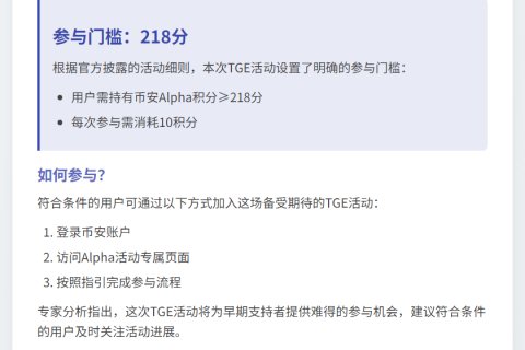 币安ZBT活动门槛218分