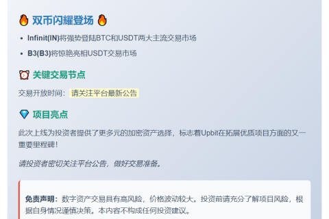 Upbit新增IN、B3交易对