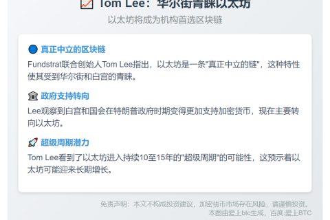 Tom Lee：华尔街青睐以太坊