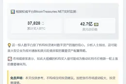 上市公司过去20天累计购买37,828枚比特币，总价值约42.7亿美元