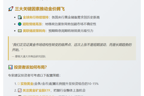 摩根大通：明年金价或破4050美元