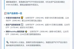 香港6只虚拟资产ETF成交额达4194万