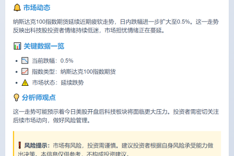纳指期货续跌0.5%