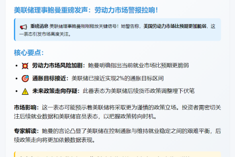 鲍曼：劳动力市场比预期更脆弱