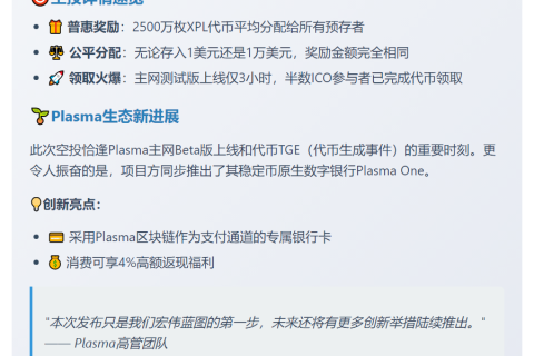 Plasma ICO预存用户获8390美元XPL空投