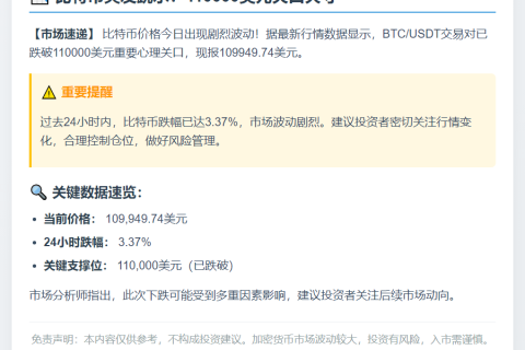 比特币跌破11万美元