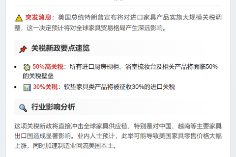 特朗普加征家具关税