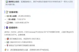 ETH巨鲸豪掷近3000万购入7632枚ETH