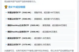香港6只虚拟资产ETF成交3548万港元